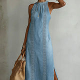 Cristina - Denim Dress with Retro Lace
