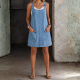 Caterina - Casual Denim Dress with Straps