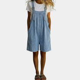 Federica - Short Denim Overall with a Soft Cotton Touch