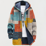 Coat with Geometric Color Blocks