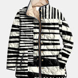 MIREN | BLACK AND WHITE ABSTRACT QUILTED JACKET