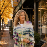 Heike™ | Cardigan with Thistle and Landscape Motif