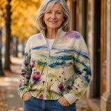 Heike™ | Cardigan with Thistle and Landscape Motif