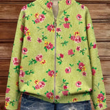Elke™ | Green Cardigan with Floral Pattern
