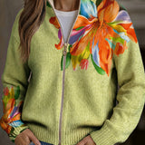 Claudia™ | Cardigan with Colorful Lily Pattern