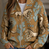 Brigitte™ | Cardigan with Horse and Cactus Motif